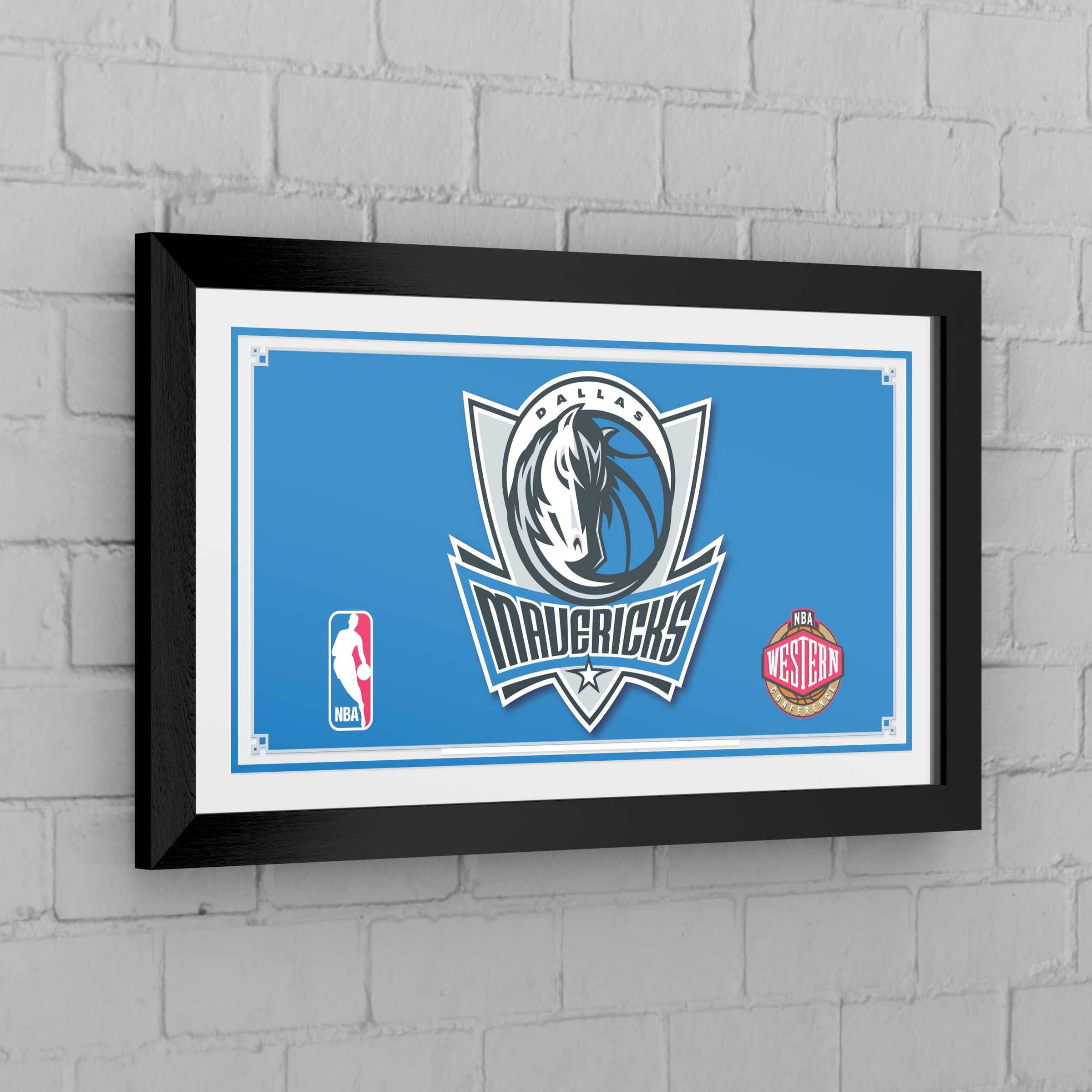 Dallas Mavericks Logo Ready-To-Hang Black Framed Wall Mirror