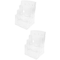 Set of 2 Brochure Holder Wall Mount Greeting Card Display Stand Shelf Chip Rack Transparent