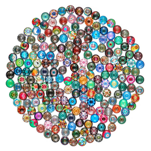 ULTNICE 200pcs 10mm Mixed Round Mosaic Tiles Mosaic Art Supplies Glass Mosaic Pieces for Crafts Jewelry Making (Mixed Color)