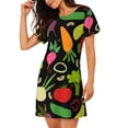 thumbnail image 2 of Balery Cartoon Vegetables Camisón de manga corta con cuello redondo para mujer, cómodo y elegante., 2 of 6