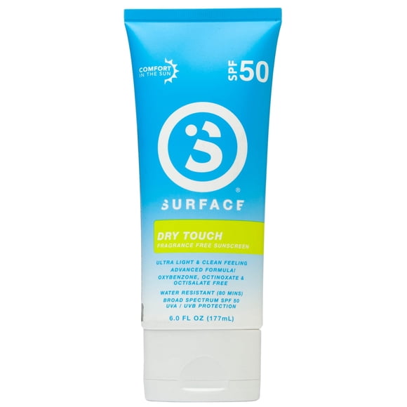 Protector solar Surface Dry Touch SPF 50 Loción resistente al agua UVA/UVB Protección de secado rápido de amplio espectro Sin PABA 6 fl oz 1 unidad