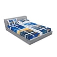 thumbnail image 2 of Ambesonne Landscape Fitted Sheet & Pillow Sham Set, Sunset Sea Scenery, Queen, Blue White, 2 of 2