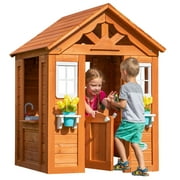 Backyard Discovery Timberlake Cedar Wooden Kids Playhouse, Play Kitchen, Snack Bar Window