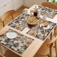 thumbnail image 5 of Orange Grey Spring Floral Placemats Set of 6 Vintage Watercolor Flower Place Mats Indoor Wipeable Table Mats Washable Cloth Dining Table Placemats for Kitchen Holiday Party Home Decor 13x19 Inch, 5 of 9