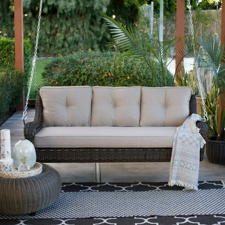 Belham Living Montauk Resin Wicker Outdoor Porch Swing Bed With Belham Living Montauk Resin Wicker Outdoor Porch Swing Bed With Cushions