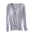 thumbnail image 5 of Sakmal Pullover Pajama Tops for Women Plus Size Long Sleeve Cotton Shirts Crew Neck Gray Shirts for Women 3XL, 5 of 5