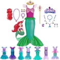 thumbnail image 2 of Ropa de niña de Disney princesa Sirenita Ariel vestido de verano niños disfraz de Cosplay niños carnaval cumpleaños fiesta Dress4-5T 120CM Gao Jinjia LED, 2 of 2