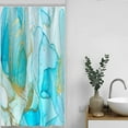 thumbnail image 3 of Small Shower Curtain, Abstract Modern Teal and Gold Marble Texture Stall Shower Curtain Set for Bathroom Waterproof Polyester Narrow Bathroom Decor with Hooks, 36x72 Inch, 3 of 6