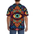 thumbnail image 3 of Zeuib Vibrant Psychedelic Eye Men's Short Sleeve Button-Down Shirt,Cuban Shirts Classic, Comfortable and Versatile Short Sleeve Dress Shirts for Every Occasion-4X-Large, 3 of 5