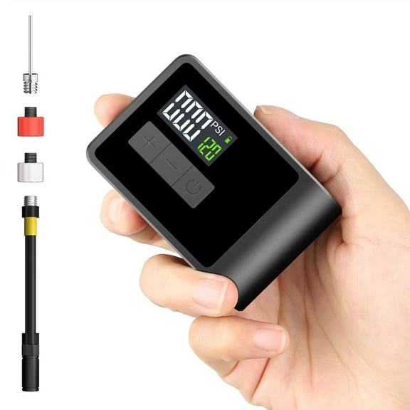 XOSS Mini Electric Air Pump, 120PSI Portable Digital Tire Inflator with Presta & Schrader Valves for Bicycle MTB Road Bike Tires