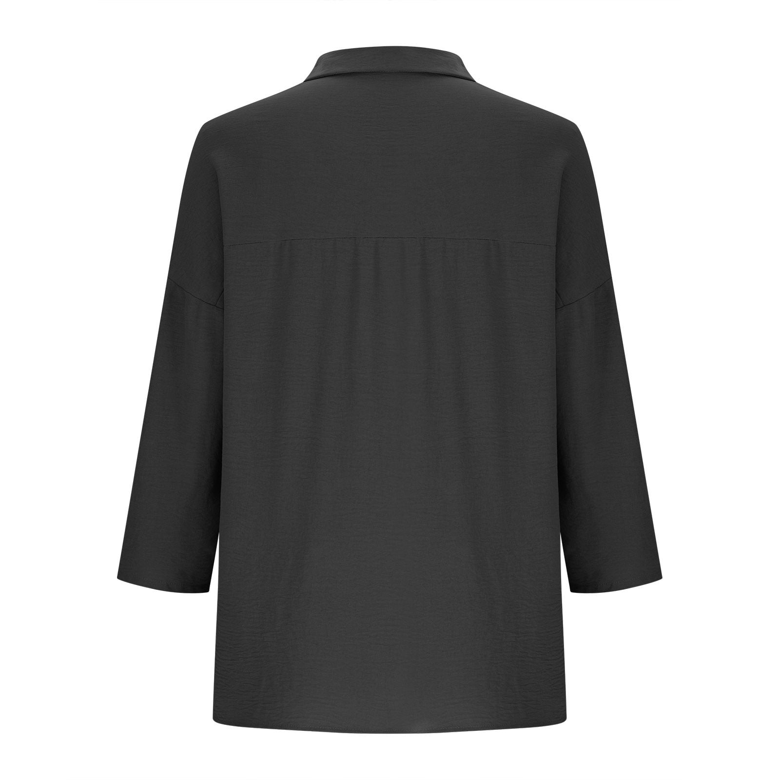 ylioge S-4X Plus Size Shirts for Women 3/4 Sleeve Button-Down Blouses Tops Womens Casual Lightweight Solid Color Collared Work Tshirts Top