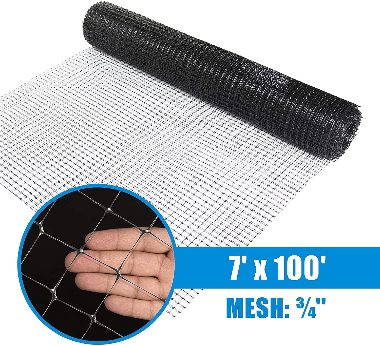 Fencer Wire 7 ft. x 100 ft. Garden & Plant Protective Netting with 3/4" Mesh, Reusable & Doesn't Tangle, Protection Against Bird, Deer and Other Animals, Multiple Choices Available