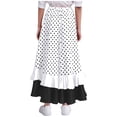 thumbnail image 4 of TiaoBug Kids Girls Polka Dots Layered Ruffle Flamenco Skirt Spanish Folklorico Gypsy Full Circle Dance Skirts White 10, 4 of 7