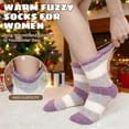 thumbnail image 3 of UNEEI Fuzzy Socks for Women, Cozy Fluffy Winter Warm Slipper Socks , 6 Pair Colorful Fluffy Socks for Home Sleeping, 3 of 8