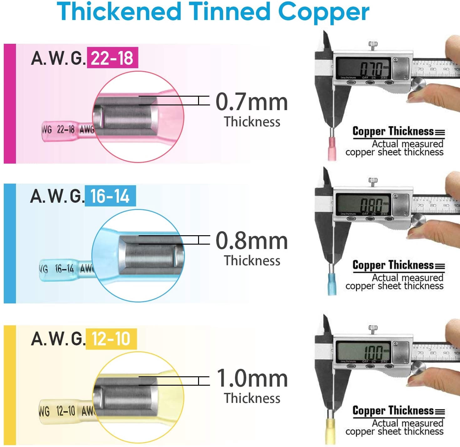 TICONN 400pc Heat Shrink Butt Wire Connectors Kit, Waterproof Crimp Terminals