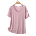 thumbnail image 4 of LAJPXKHY Pajamas Tops For Women Plus Size Summer Casual Loose Short Sleeve Basic Tees Round Neck lightweight Homewear Sleepwear Tees, 4 of 5
