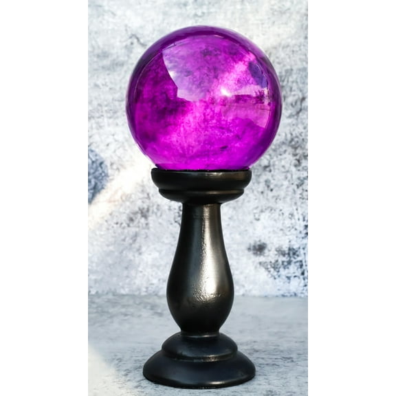 Wicca Occult Witchcraft Witch Black Crystal Glass Gazing Ball On Stand Decor