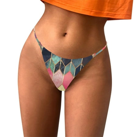 

Women Underwear Printed Panties Thong Multicolor Lingerie T Back Underpants Comfort Soft Low Rise Panties Female Underpanty Comfort Undergarments