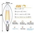 thumbnail image 2 of E14 led candle bulb ses filament small edison screw lamp warm white 2700k 6-pack, 2 of 5