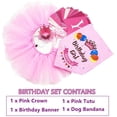thumbnail image 4 of Bandana de cumpleaños para perro, suministros para fiesta de cumpleaños, falda de tutú rosa, sombrero de corona, bufanda, pancarta de feliz cumpleaños, cumpleaños para niña y perro Adepaton WMPH-851, 4 of 9