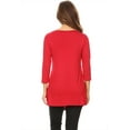 thumbnail image 4 of Women's Solid Basic Casual Side Button Trim Round Neck Blouse Shirt Tunic Top, 4 of 5