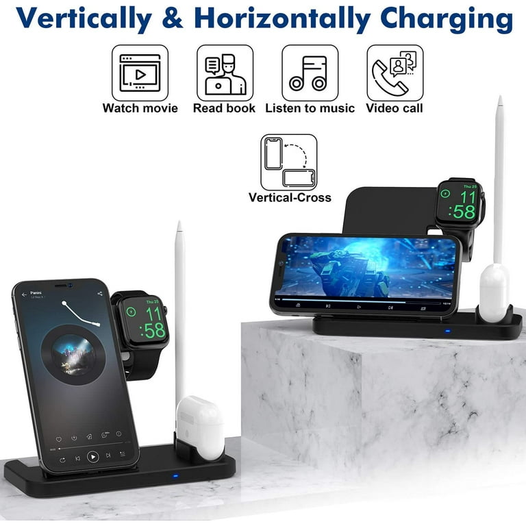 Wireless Charger Dock 4 in 1 Fast Charging Station Quick Charger
