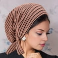 thumbnail image 6 of Dbuoem Women Headscarf Hat Striped Print Lace-up Turban Hat Hair Loss Chemotherapy Headwear Full Coverage Head Wrap, 6 of 7