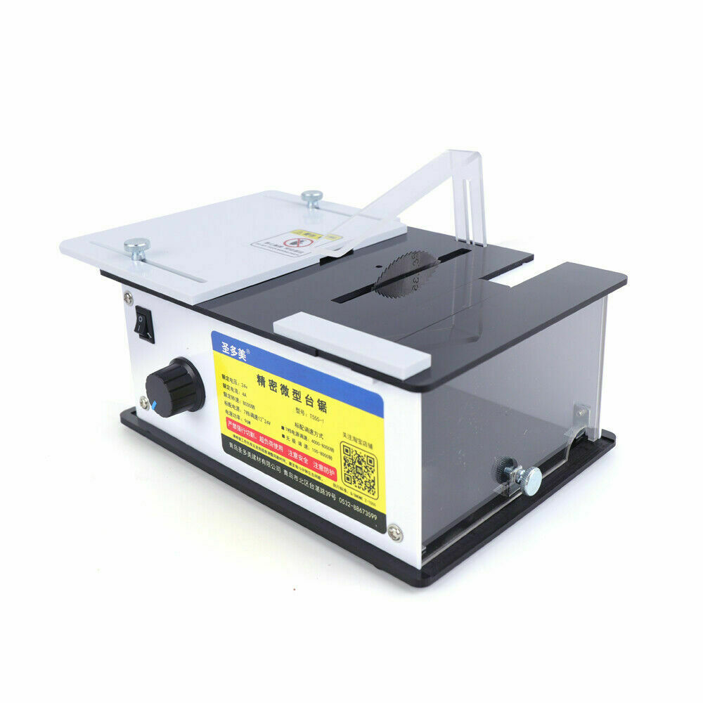 Mini Electric Table Saw Miniature Precision Table Bench Saw DIY Wood Cutting  Machine T555-1 10mm Cutting Depth Double Ball Motor 8000RPM