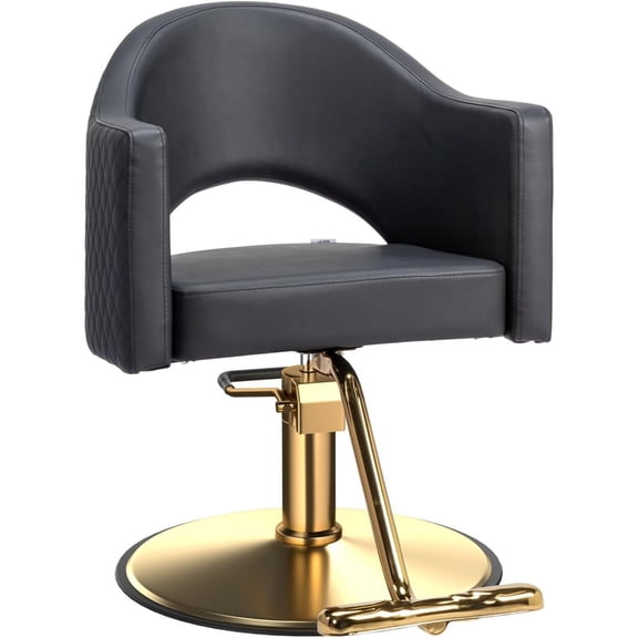 UBesGoo Barber Chair, Heavy Duty Salon Stool, Hydraulic Pump 360° Swivel, Black Gold