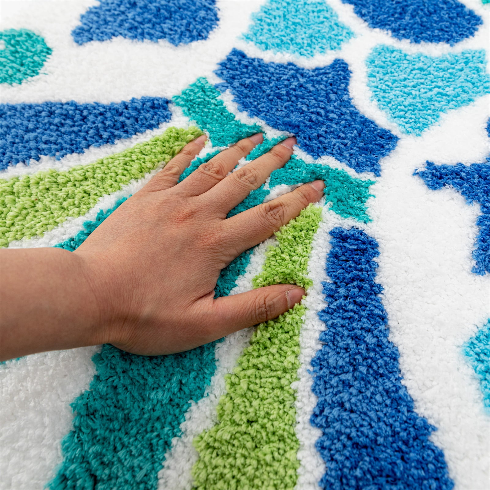 yingda1992 Mermaid Bath Mat Cute Blue Ocean Fish Scales Tail Shape Non-Slip Bathroom Rugs Absorbent Shower Bathtub Carpet 39.4x23.6in