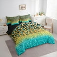 thumbnail image 4 of Homewish Cheetah Leopard Print Twin Bedding Sets 7-Piece for Adult, Gold Cyan Bedding Comforter Set, Glitter Sequin Print Reversible Sheet Sets, Lightweight Room Decor, 4 of 8