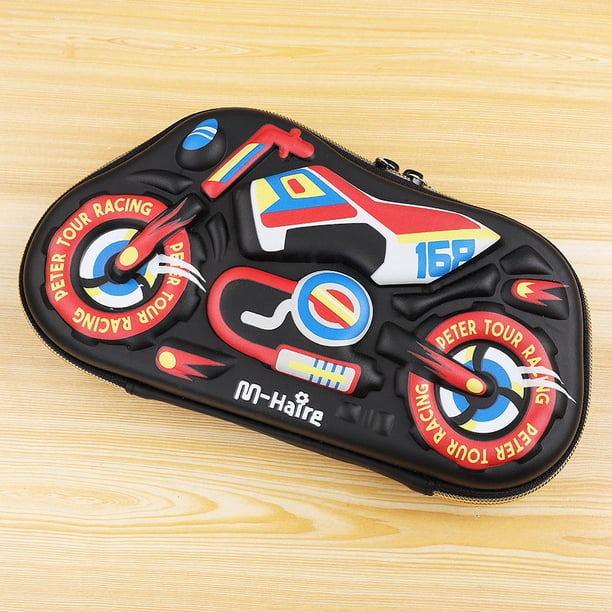 1 estuche de gran capacidad para motocicleta, caja de lápices, caja de almacenamiento para niños escolares, niños, adolescentes, niños pequeños, caja de papelería de carreras de motocicletas 3D, estuc