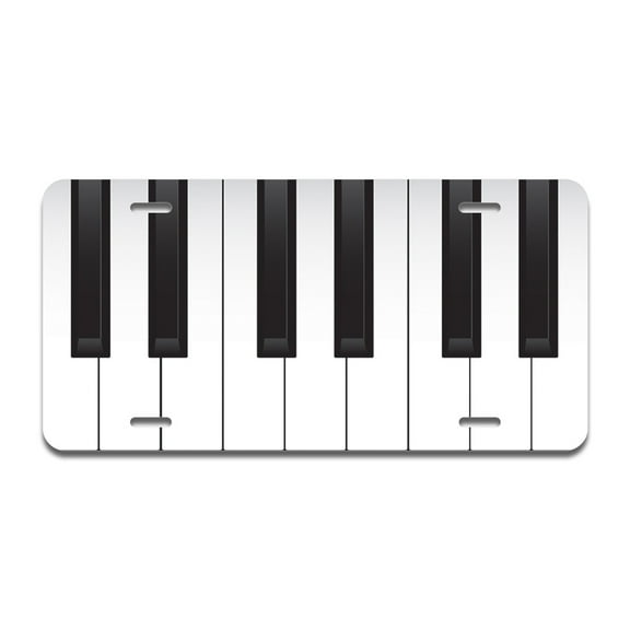 Piano Keys Aluminum License Plate| License Plate 12" X 6" Fits Any Car, Truck, SUV, RV, or Trailer | Made in The USA