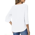 thumbnail image 5 of UVN Womens Blouses 3/4 Sleeve V Neck Summer Shirts for Women Chiffon Dressy Casual Tunic Tops, 5 of 9
