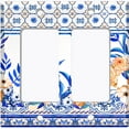 thumbnail image 6 of Metal Light Switch Plate Cover Peach Roses Blue Floral Tile Pattern TIL015, 6 of 13