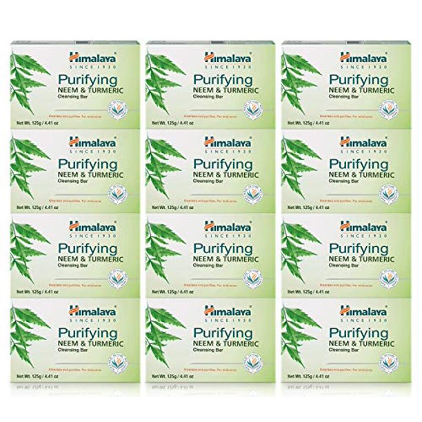Himalaya Purifying Neem Turmeric Cleansing Bar Face And Body Soap For Soft Clear Acne Free Skin 4 41 Oz 12 Pack Walmart Com