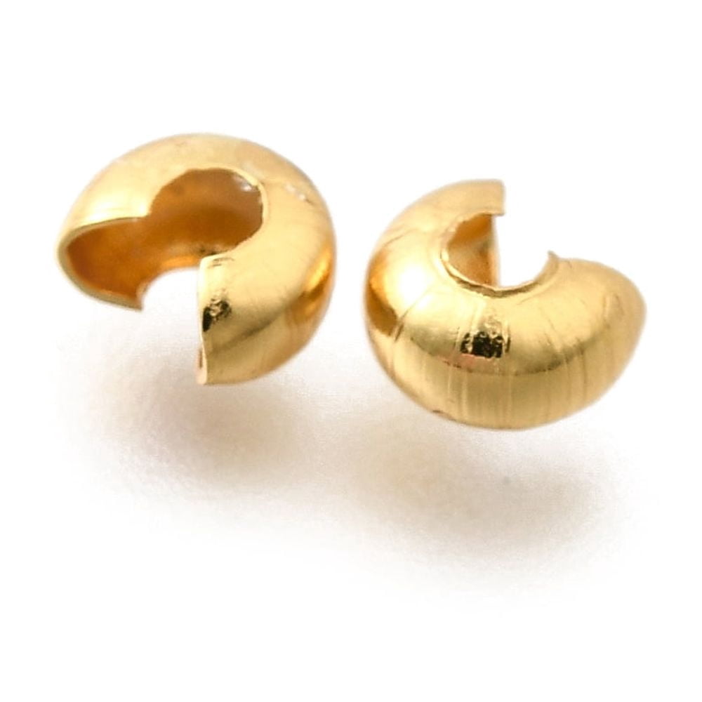 500pcs 304 Stainless Steel Crimp Beads Covers Real 18K golden Plated 5.5x4.5x3.5mm