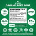 thumbnail image 3 of Zazzee USDA Organic Beet Root 20:1 Extract 8000 mg – 120 Vegan Capsules – Supports Nitric Oxide Production & Energy – Non-GMO • Kosher • Made in USA, 3 of 11