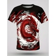 thumbnail image 2 of Men's 3D Dragon Pattern T-Shirt - Casual Round Neck Short Sleeve Summer Party Top, 2 of 5