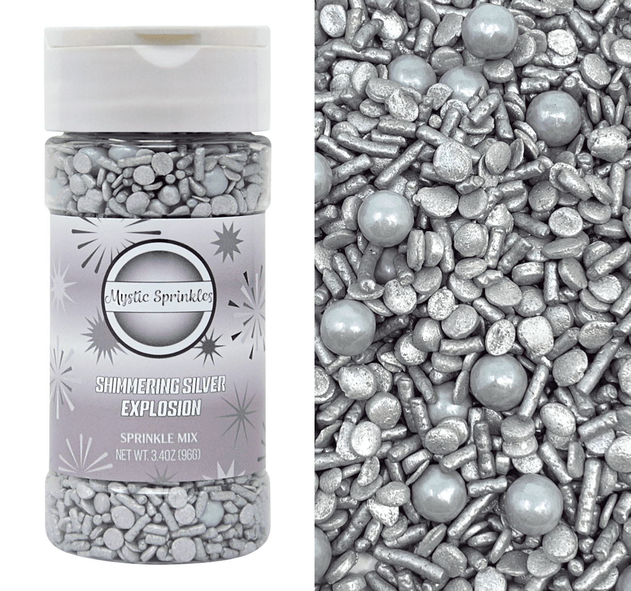 Mystic Sprinkles Shimmering Silver Sprinkle Explosion 3.2 oz.