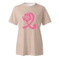 thumbnail image 4 of Cancer Shirts for Women Pink Ribbon Print Short Sleeve Tees Summer Casual Fight Cancer Crew Neck Tops, 4 of 4