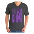thumbnail image 1 of Awkward Styles Men's Cancer Awareness Graphic V-neck T-shirt Tops Purple Ribbon, 1 of 4