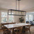 thumbnail image 2 of YANSUN 11.8in 5-Light Matte Black and Gold Modern Farmhouse Rectangular Chandelier, Decorative Lanterns for Lighting Kitchen Island, Dining Room, Living Room, Foyer, 2 of 8