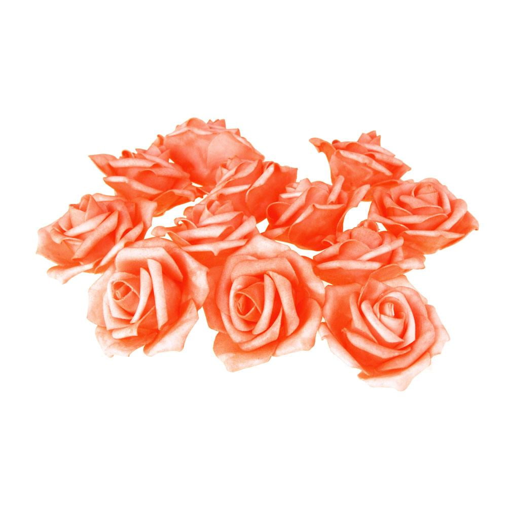 Foam Roses Flower Head Embellishment, 3Inch, 12Count, Coral