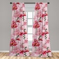 thumbnail image 2 of Pink Floral Window Curtains, Lovers of Spring Watercolor Romantic Branches with Flowers Print, Lightweight Decor 2-Panel Set with Rod Pocket, Pair of - 28"x95", Emerald Magenta and Rose, by Ambesonne, 2 of 3