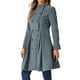 thumbnail image 4 of Abrigo de terciopelo A-Line para mujer INSPIRE CHIC, de doble botonadura, con cuello alto, abrigo de invierno de longitud media, talla M, color gris cadete, 4 of 6