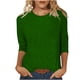 thumbnail image 1 of Blusas Umfun para mujer, cuello redondo liso, manga 3/4, blusa informal versátil, verde, talla L, 1 of 5