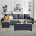 thumbnail image 3 of Pingliang Home Sectional Sofa with 2 Storage Ottomans,L Shaped 4 Seat Sofa Couch with Coffee Table Ottoman,Modern Linen Sofa for Living Room,Apartment,Office,Studio,Light Gray, 3 of 13
