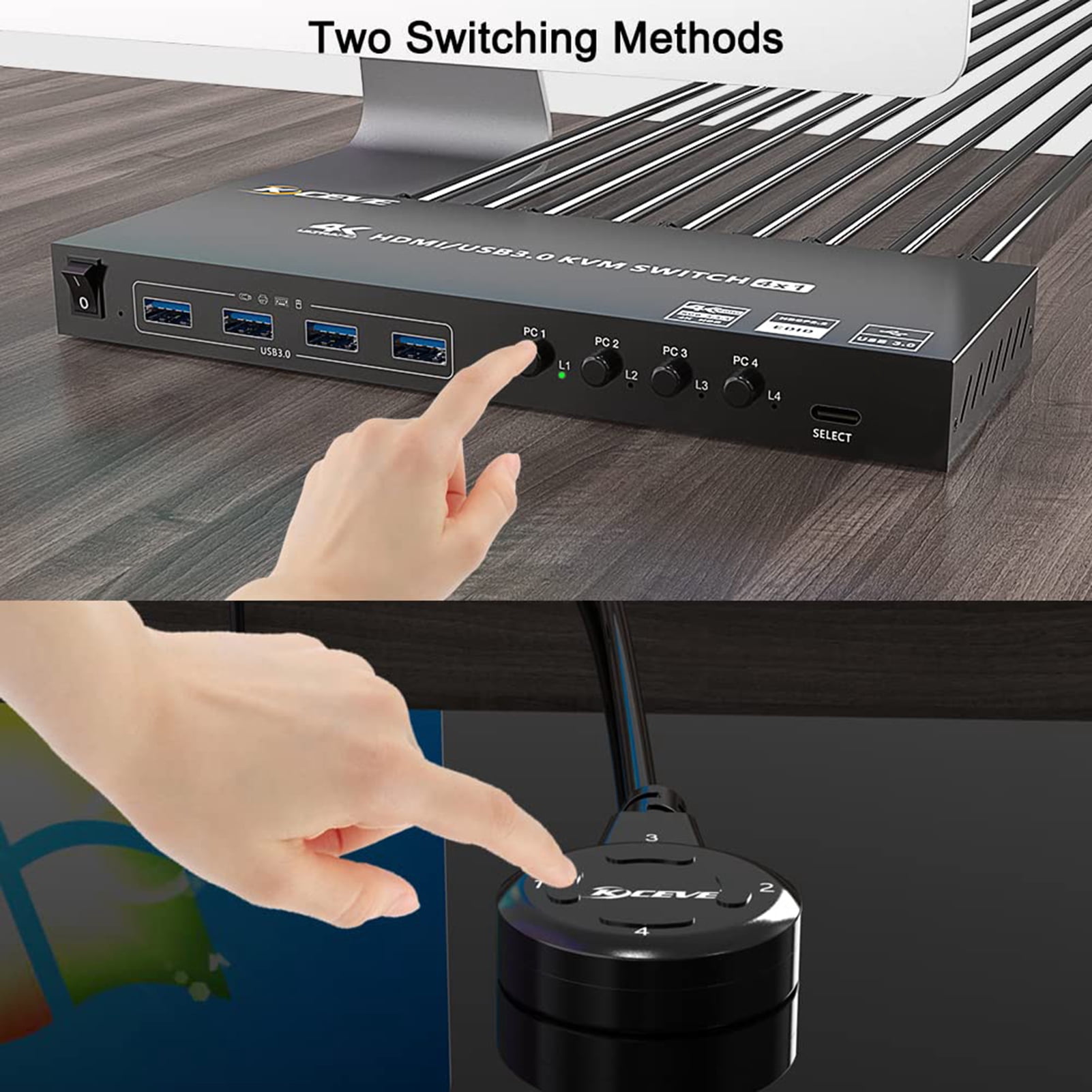 Switch,Kc-kvm401a Usb Kvm 2 Monitors Computers Kc-kvm401a Usb 2/4 Computers 1 With Decryption Usb Switch Eryue With Remote Port Support 3840*2160@60hz Share 1 Dsfen