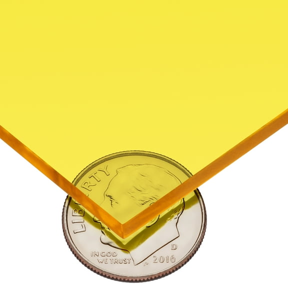 Yellow Cast Acrylic Sheet Stock 12" L x 12" W x 1/8" Thick